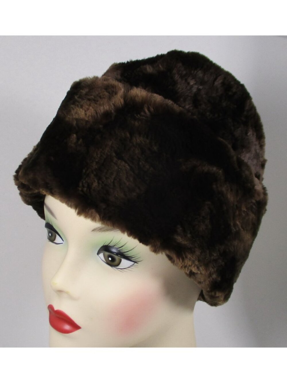 Vtg 1970s Genuine Sheared Beaver Men's Wedge Style Hat, Head Circumference 24 in